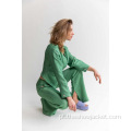 2021 Vintage Green Little Slit Calças Mulheres